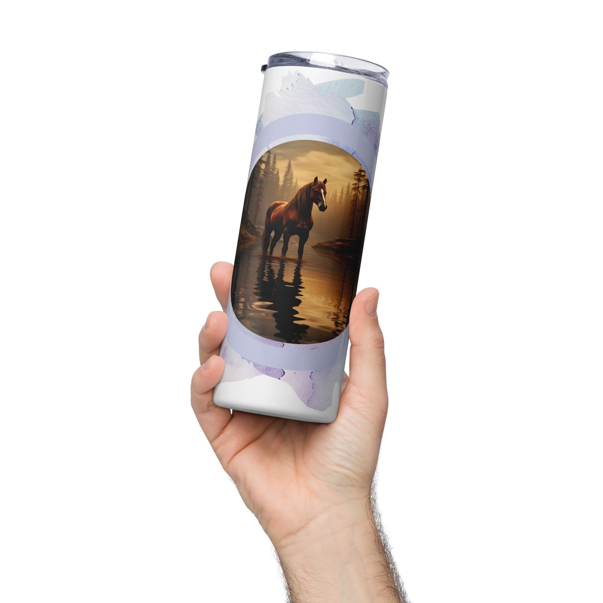 Equestrian Elegance 20oz Insulated Horse Tumbler Stainless Steel Travel Mug: Stay Stylish on - the - Go - Nourishment Tapestry