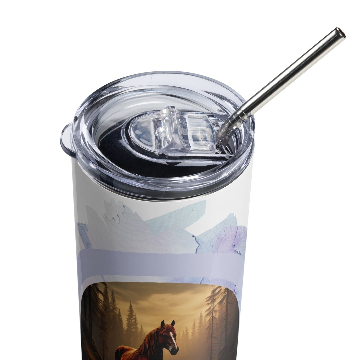 Equestrian Elegance 20oz Insulated Horse Tumbler Stainless Steel Travel Mug: Stay Stylish on - the - Go - Nourishment Tapestry