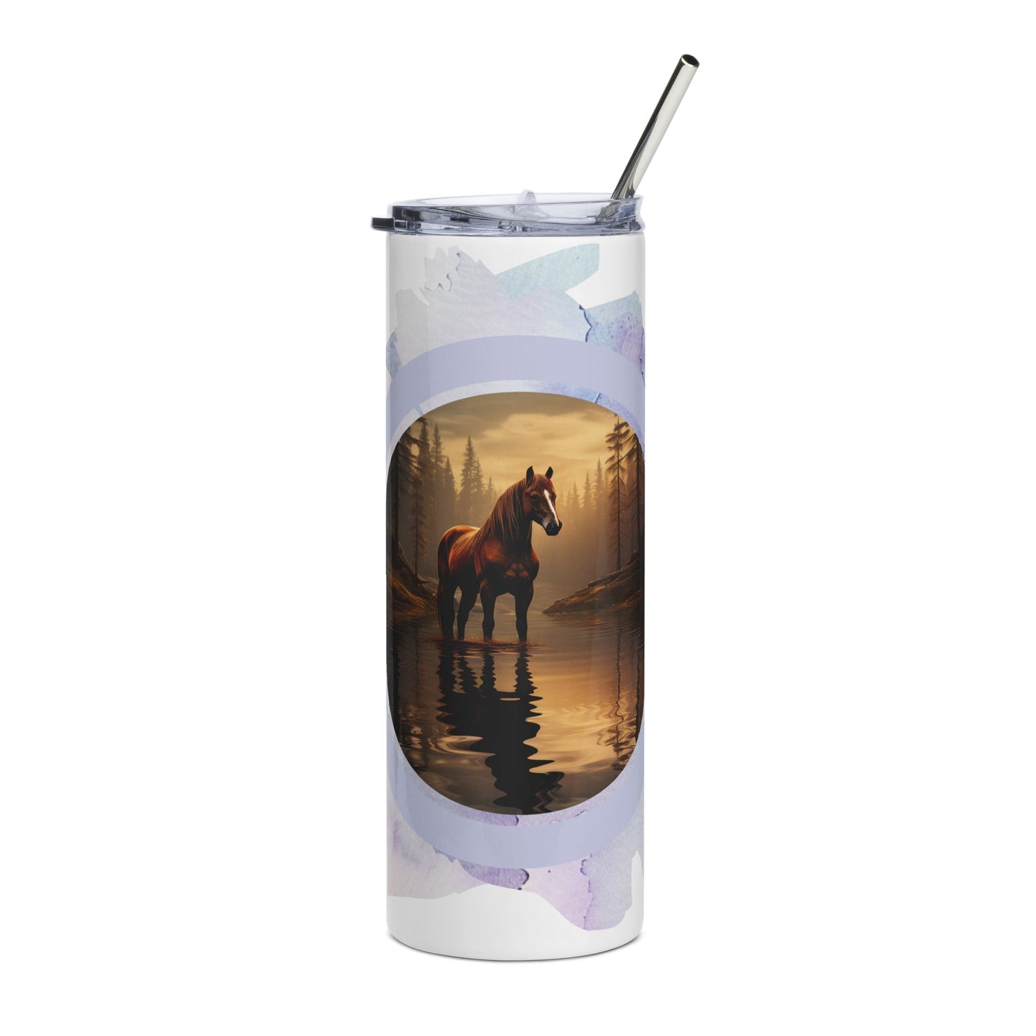 Equestrian Elegance 20oz Insulated Horse Tumbler Stainless Steel Travel Mug: Stay Stylish on - the - Go - Nourishment Tapestry