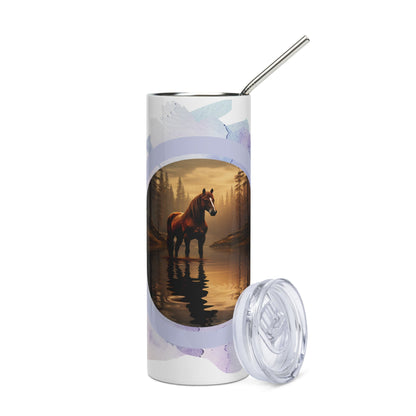 Equestrian Elegance 20oz Insulated Horse Tumbler Stainless Steel Travel Mug: Stay Stylish on - the - Go - Nourishment Tapestry