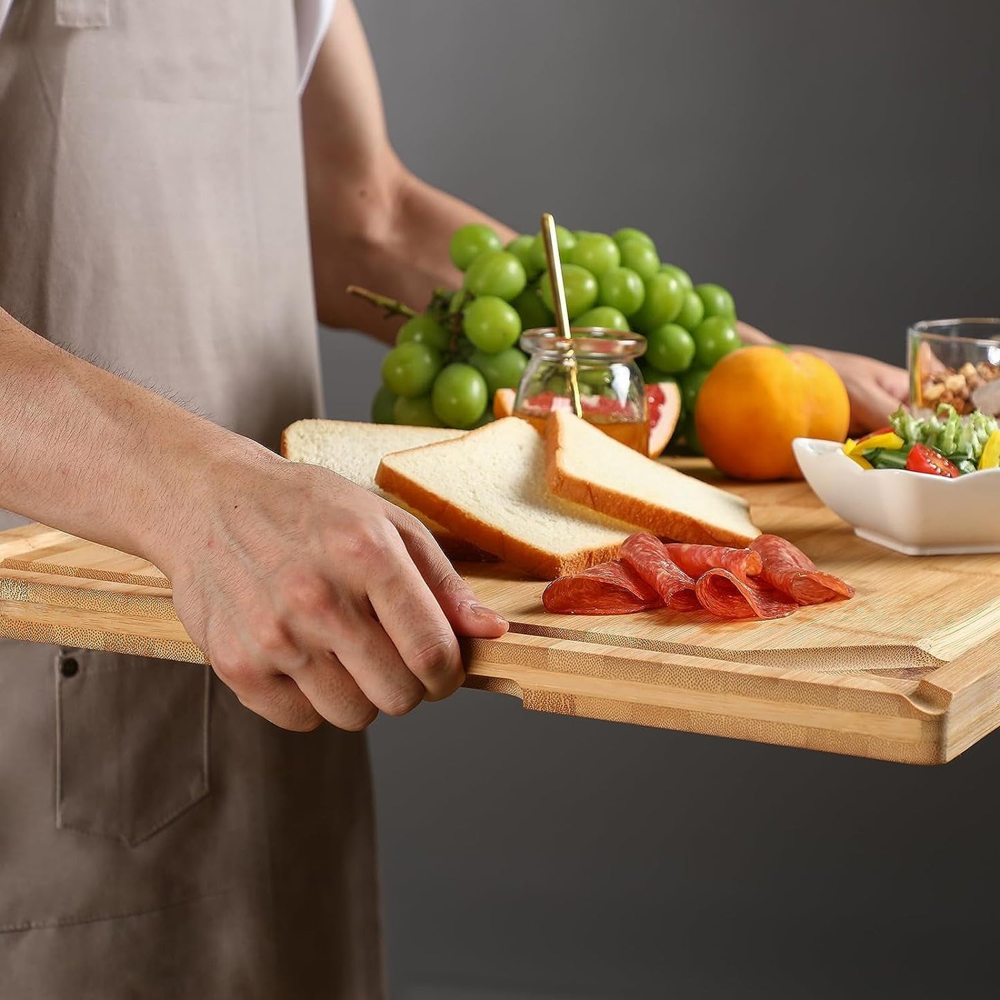 Extra Large Bamboo Cutting Board 36x24: Premium Kitchen Essential with Juice Groove & Handle - Nourishment Tapestry