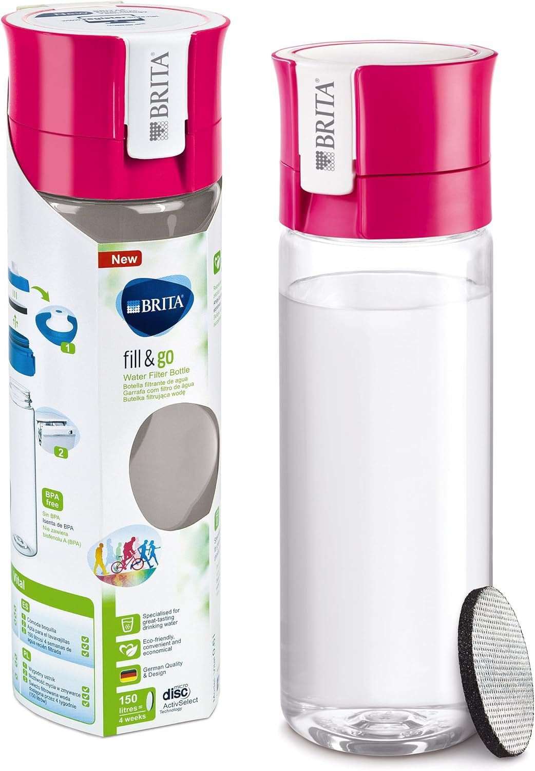 Fill & Go Pink Water Filter Bottle - Stay Hydrated on the Go! - Nourishment Tapestry