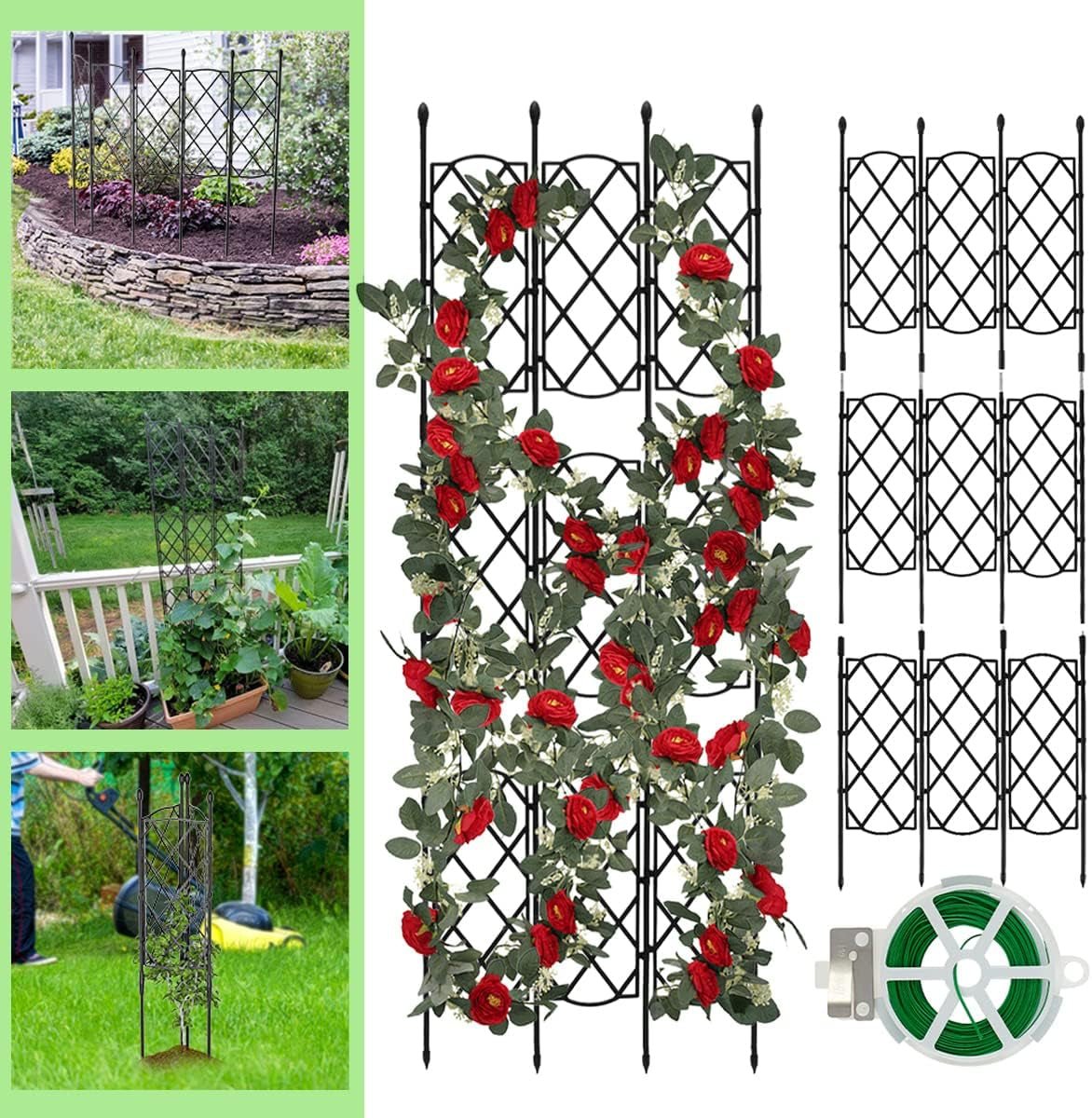 Garden Trellis for Climbing Plants: Decorative Outdoor Plant Support Frame - Nourishment Tapestry