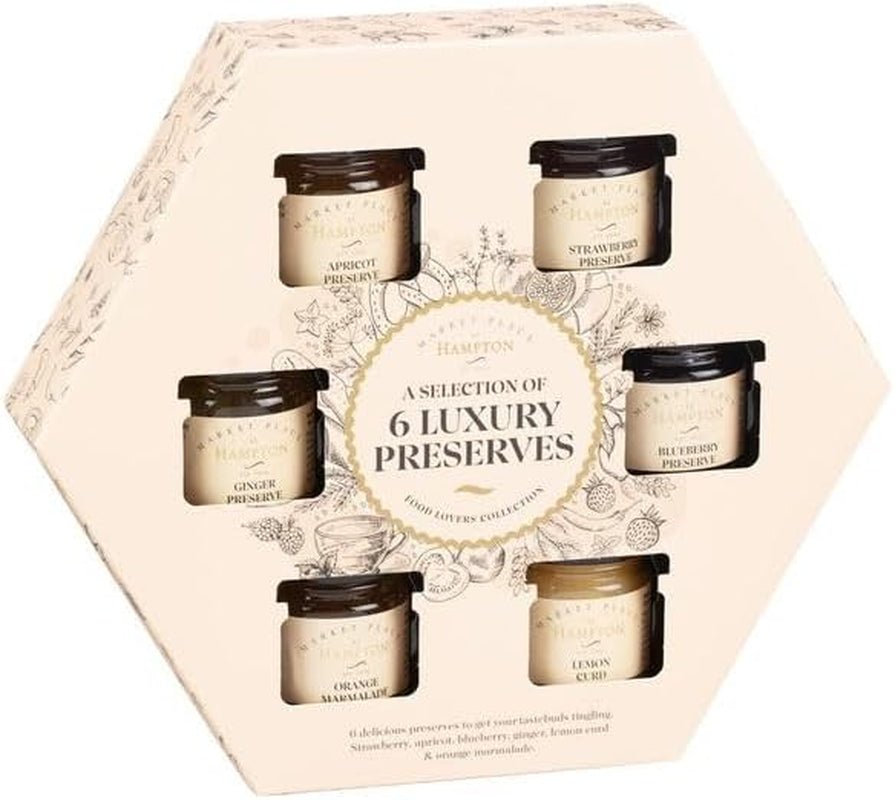 Hampton's Deluxe Jam Gift Set - 6 Exquisite Flavors in Elegant Glass Jars - 42g Each - Nourishment Tapestry