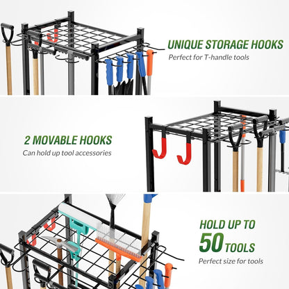 Heavy - Duty Garden Tool Organizer: Steel Rack for 50 Tools - Nourishment Tapestry