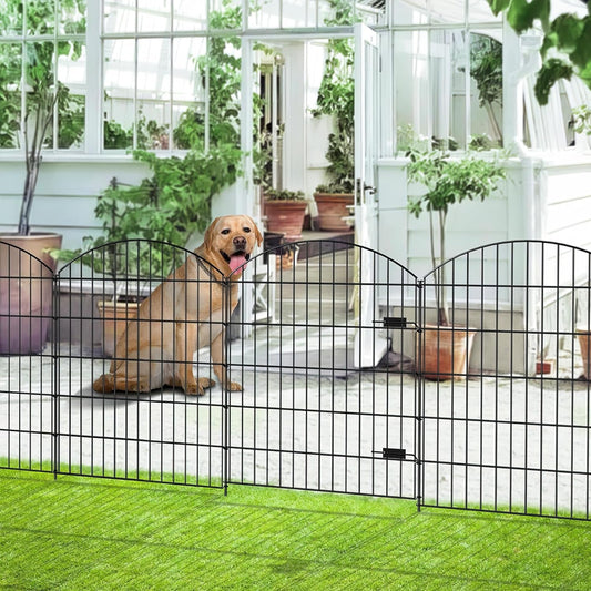 Heavy Duty Metal Garden Gate and Fence Set: 14.75ft Black Outdoor Barrier for Dog, Yard Privacy - Durable Metal Fence and Gate Set for Outdoor Security - Nourishment Tapestry