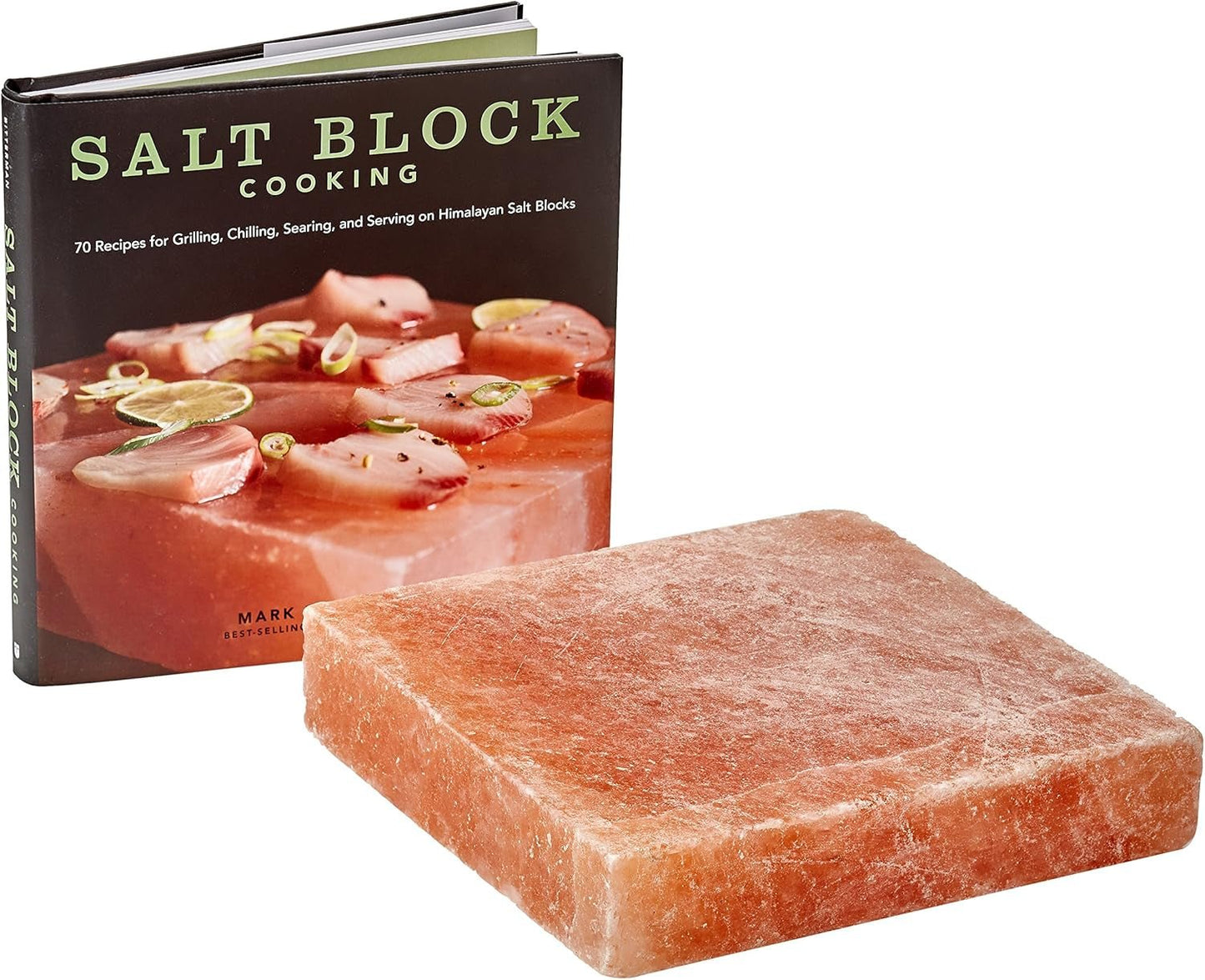 Himalayan Pink Salt Cooking Block & Cook Book Set: Hob, BBQ, Oven - 20 x 20 x 5 cm - Nourishment Tapestry