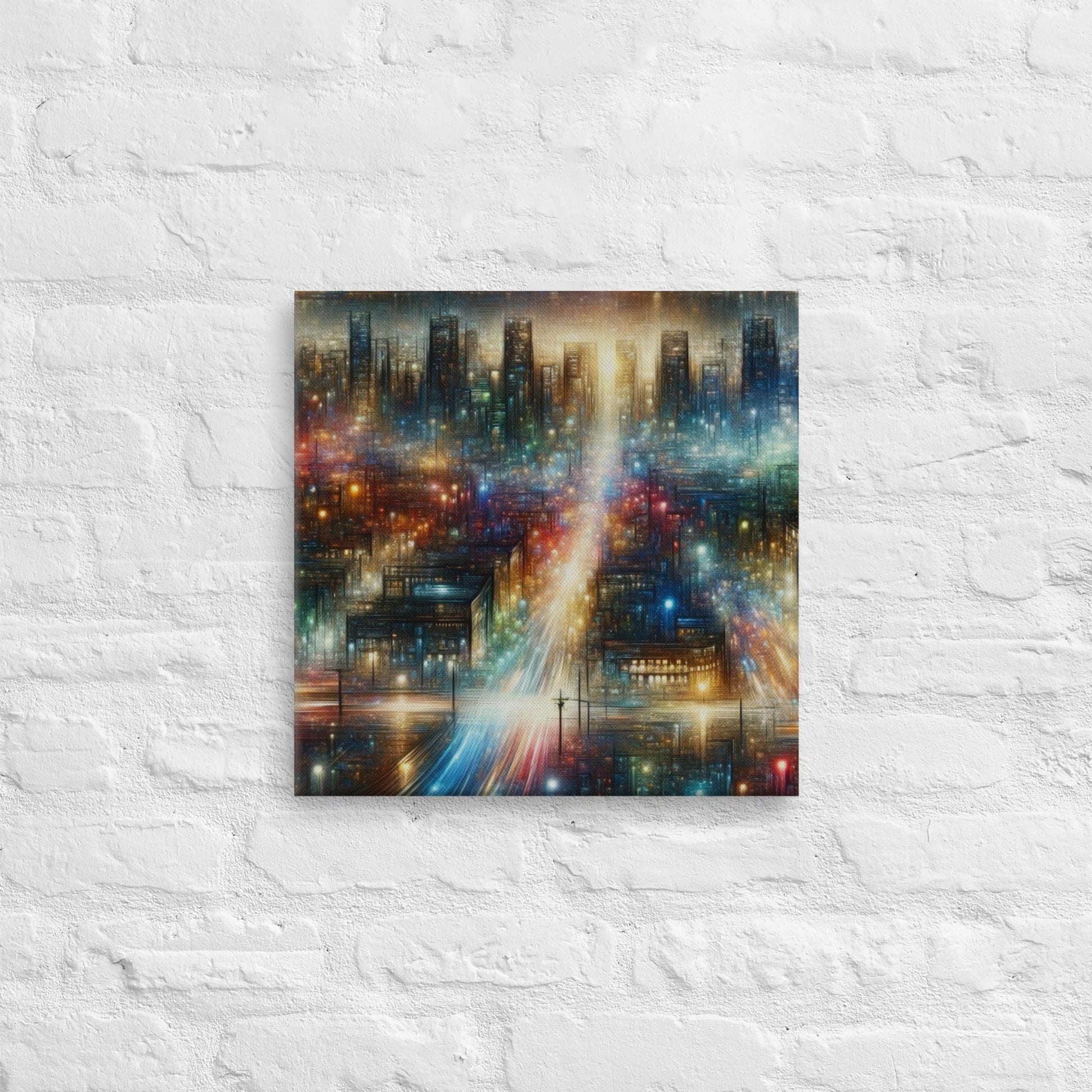 Illuminating City Skyline Canvas: Modern Urban Home Decor Art - Nourishment Tapestry