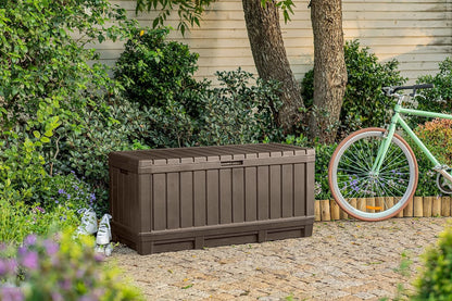 Kentwood 92 - Gallon Resin Deck Box: Stylish Brown Outdoor Storage - Nourishment Tapestry