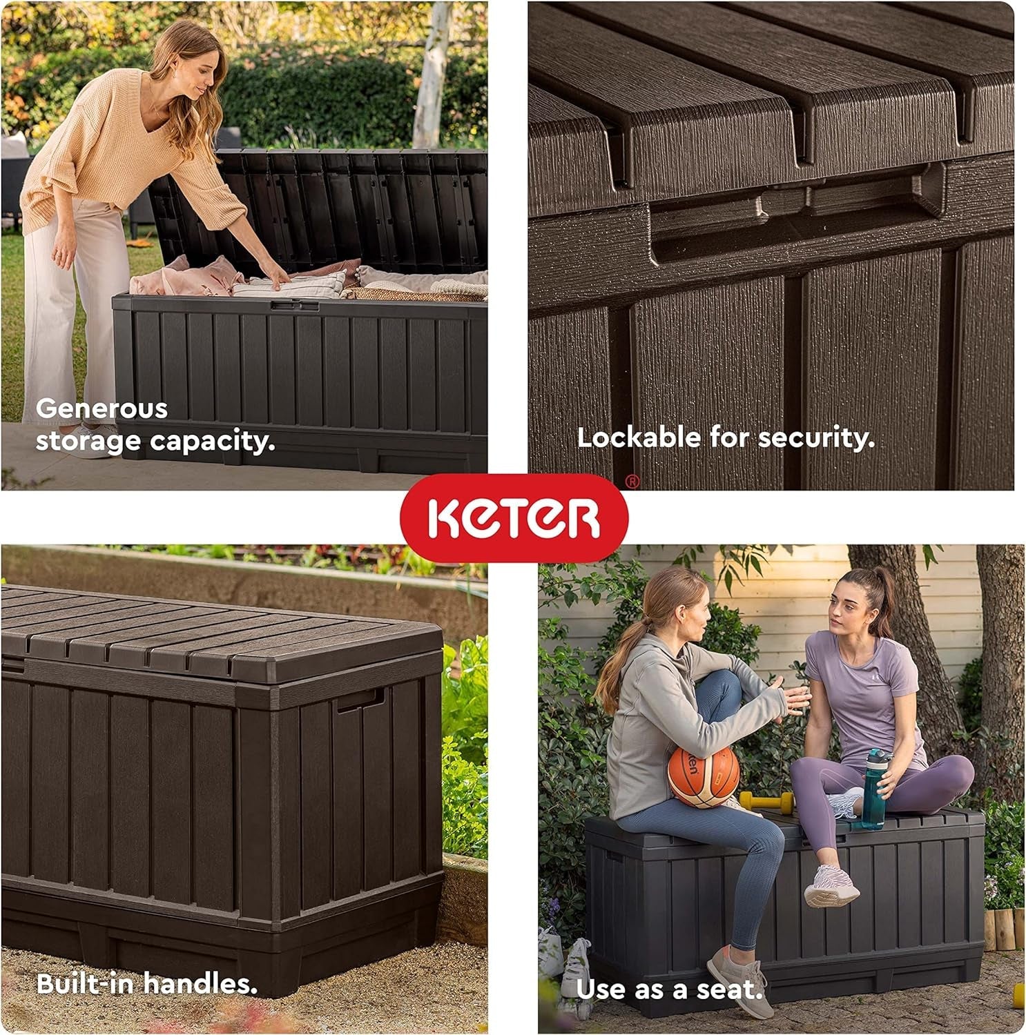 Kentwood 92 - Gallon Resin Deck Box: Stylish Brown Outdoor Storage - Nourishment Tapestry