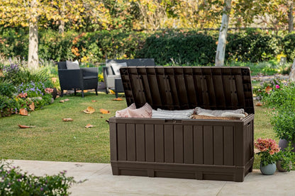 Kentwood 92 - Gallon Resin Deck Box: Stylish Brown Outdoor Storage - Nourishment Tapestry