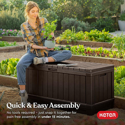 Kentwood 92 - Gallon Resin Deck Box: Stylish Brown Outdoor Storage - Nourishment Tapestry