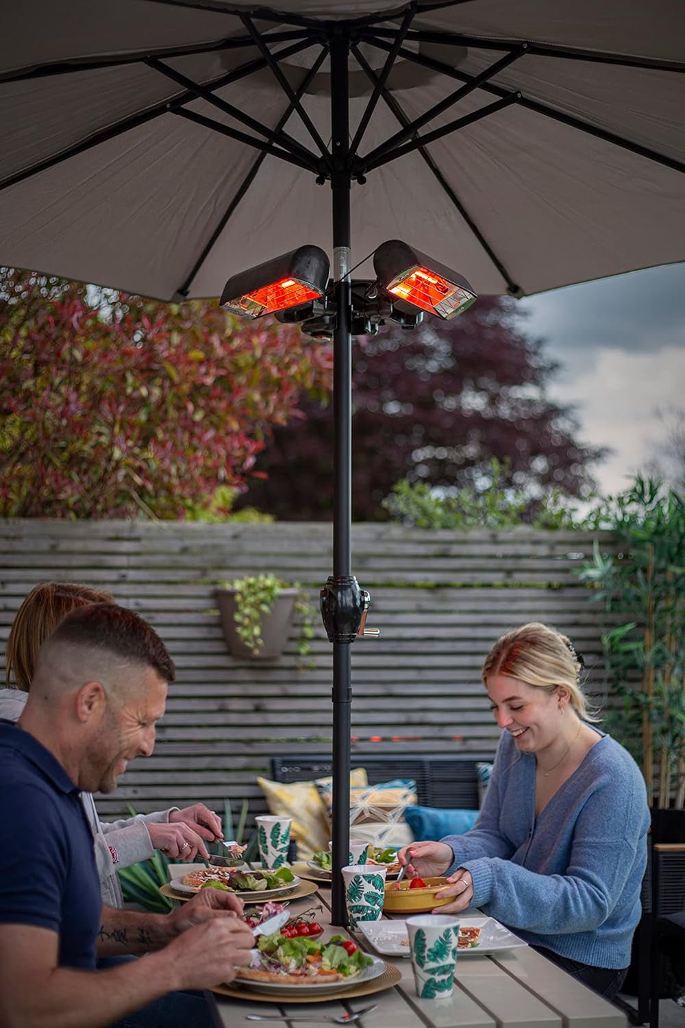 La Hacienda Slimline Parasol Heater 2.4kW Outdoor Comfort, Black: Stay Warm Outdoors - Nourishment Tapestry