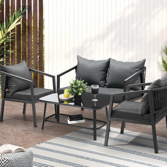 Livsip 4 - Piece Outdoor Furniture Set: Stylish Patio Dining Set for Backyard Entertaining - Nourishment Tapestry