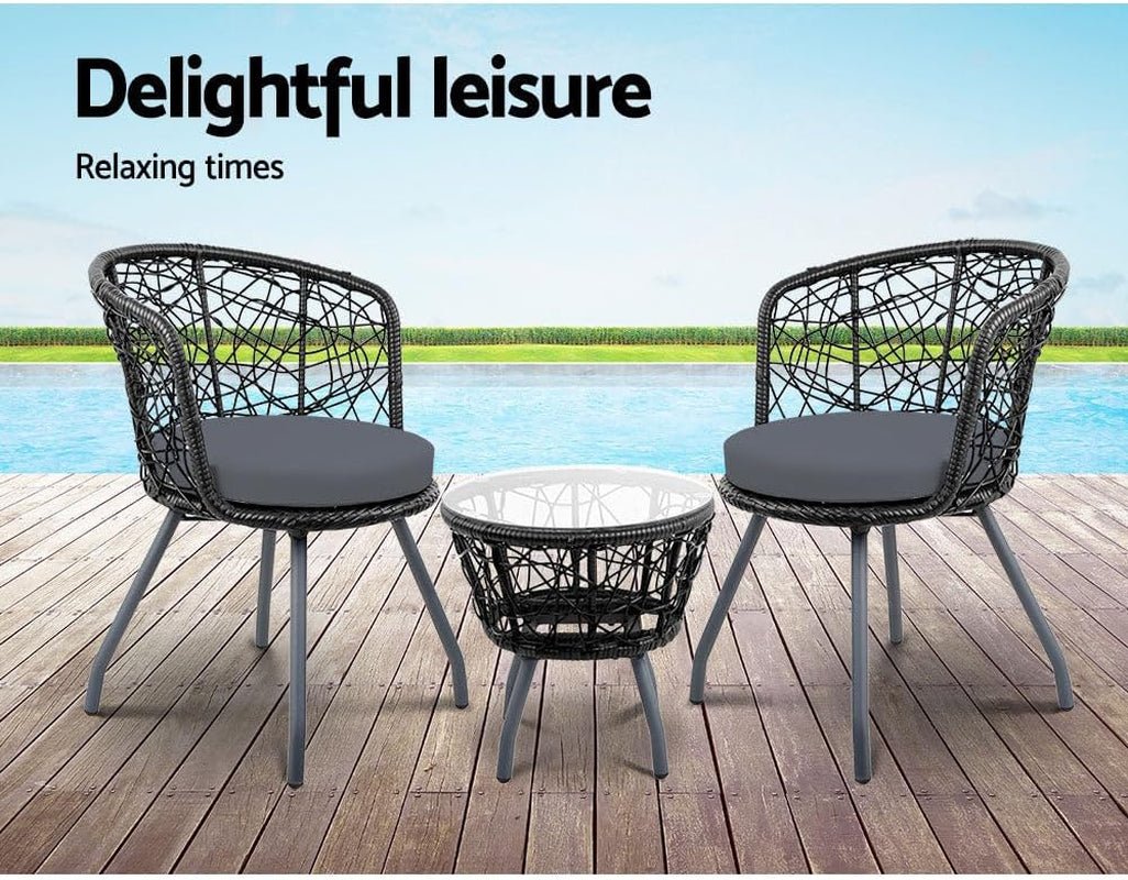 Luxurious 3 - Piece Wicker Patio Set with Cushioned Comfort for Outdoor Relaxation & Entertaining - Nourishment Tapestry