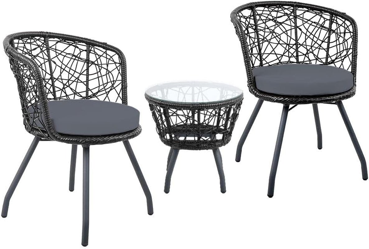 Luxurious 3 - Piece Wicker Patio Set with Cushioned Comfort for Outdoor Relaxation & Entertaining - Nourishment Tapestry