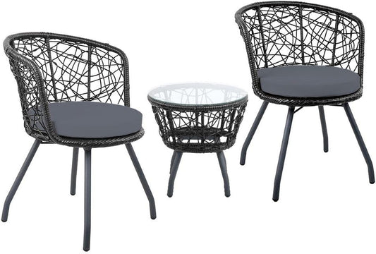 Luxurious 3 - Piece Wicker Patio Set with Cushioned Comfort for Outdoor Relaxation & Entertaining - Nourishment Tapestry