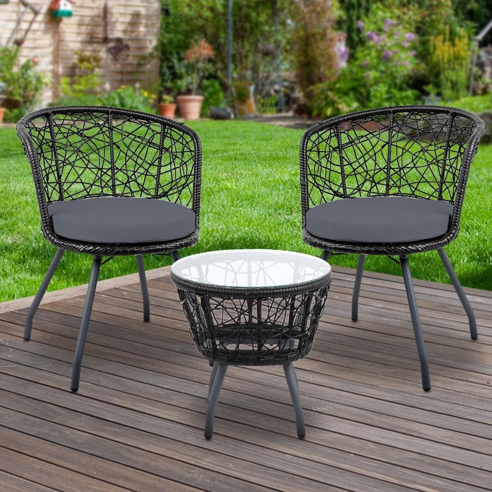 Luxurious 3 - Piece Wicker Patio Set with Cushioned Comfort for Outdoor Relaxation & Entertaining - Nourishment Tapestry