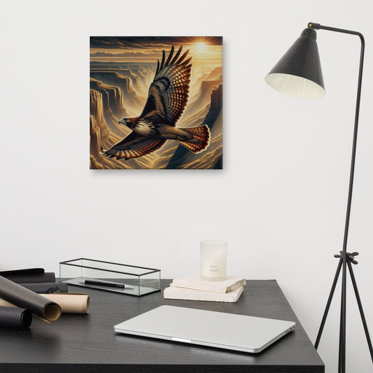 Majestic Eagle Canyon Landscape Canvas: Large Wildlife Wall Art for Home Decor - Nourishment Tapestry