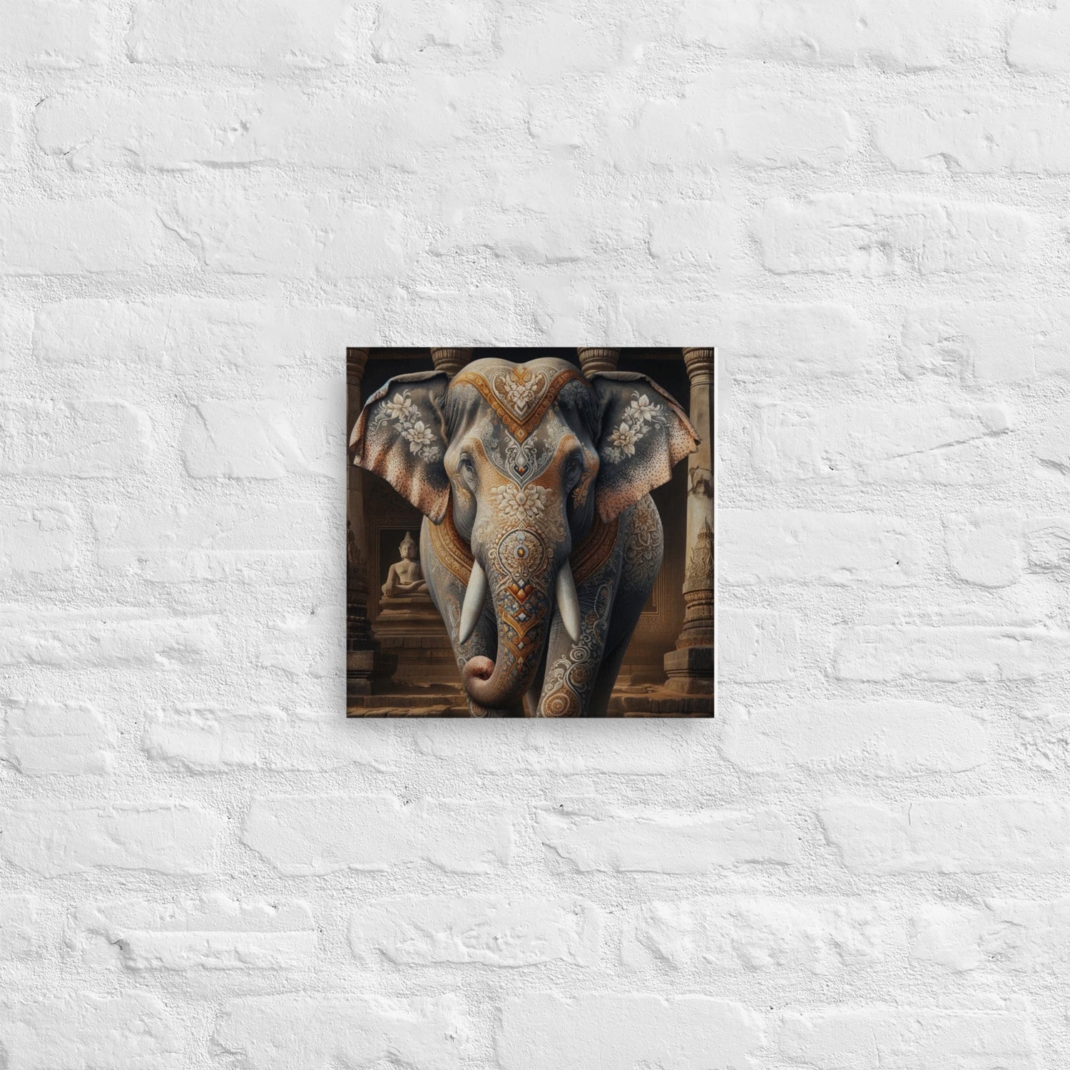 Majestic Elephant Canvas: Elegant Home Decor Art - Large Intricate Tattoo Design - Nourishment Tapestry