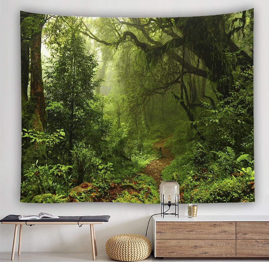 "Misty Forest Path Wall Tapestry - Large Nature Scenery for Home Decor (59"X79") | Shop Now!" - Nourishment Tapestry