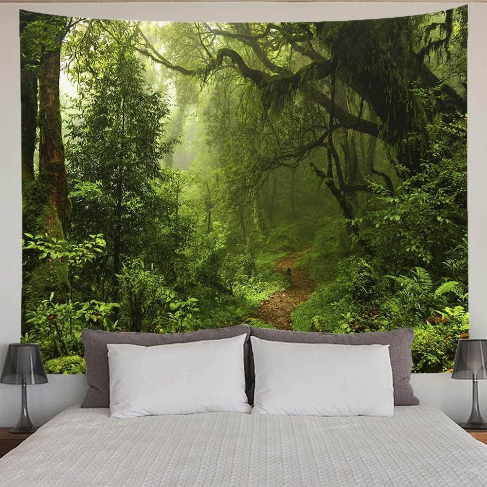 "Misty Forest Path Wall Tapestry - Large Nature Scenery for Home Decor (59"X79") | Shop Now!" - Nourishment Tapestry