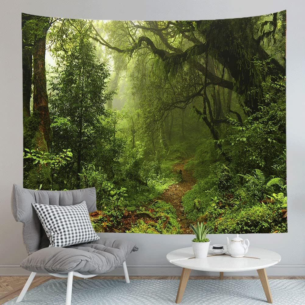 "Misty Forest Path Wall Tapestry - Large Nature Scenery for Home Decor (59"X79") | Shop Now!" - Nourishment Tapestry