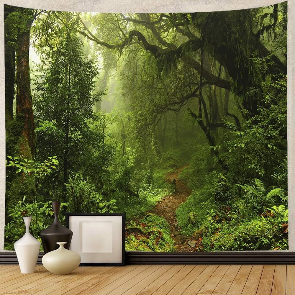 "Misty Forest Path Wall Tapestry - Large Nature Scenery for Home Decor (59"X79") | Shop Now!" - Nourishment Tapestry