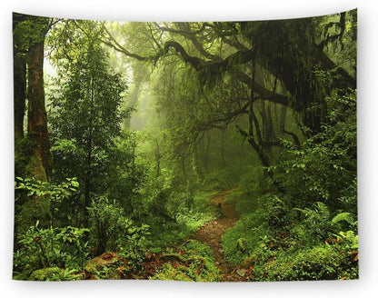 "Misty Forest Path Wall Tapestry - Large Nature Scenery for Home Decor (59"X79") | Shop Now!" - Nourishment Tapestry