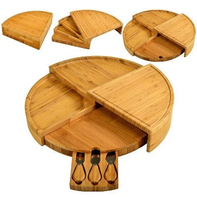 Patented Swivel Bamboo Cheese Board Set: Elevate Entertaining! - Nourishment Tapestry