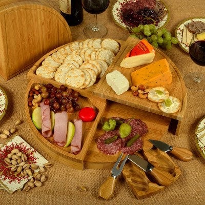 Patented Swivel Bamboo Cheese Board Set: Elevate Entertaining! - Nourishment Tapestry