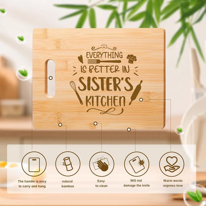 Personalized Sister Cutting Board: Engraved Gift for Birthdays & Special Occasions - Nourishment Tapestry