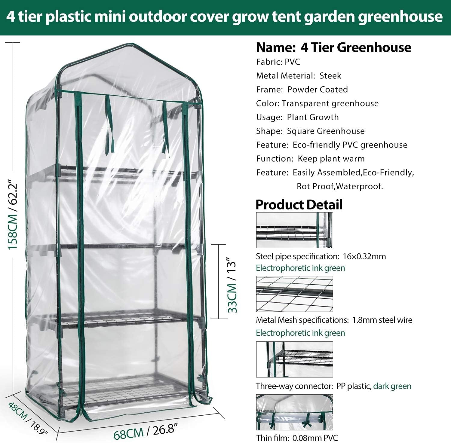 Portable Mini Greenhouse: Transparent PVC Cover, 68x48x158cm Plant Tent for Garden & Home - Nourishment Tapestry