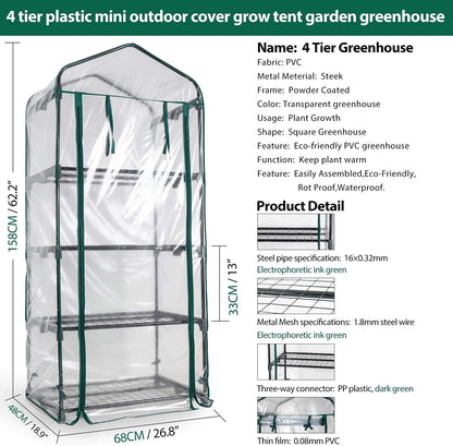 Portable Mini Greenhouse: Transparent PVC Cover, 68x48x158cm Plant Tent for Garden & Home - Nourishment Tapestry