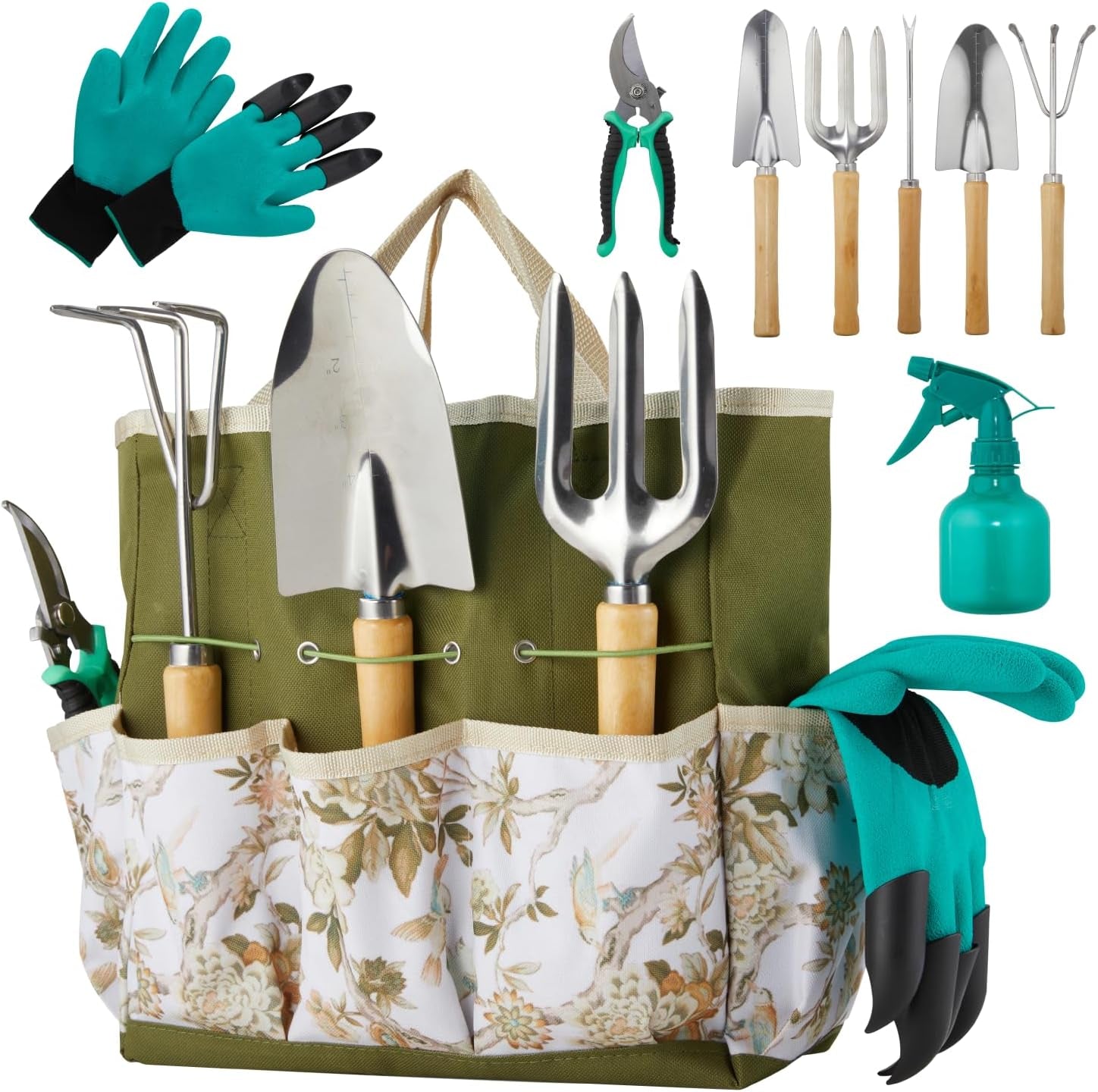 Premium 9 - Piece Garden Tool Set - Rust - Proof, Heavy - Duty Kit with Organizer for Women Gardeners - Nourishment Tapestry