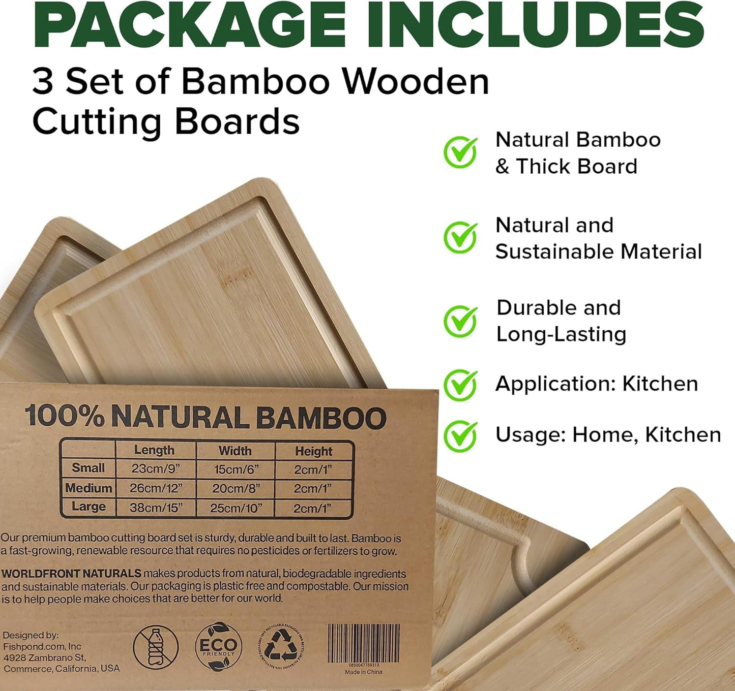 Premium Bamboo Cutting Board Set: 3 - Pack with Handles & Grooves - Durable Kitchen Essential for Meat, Cheese & Veggies - Nourishment Tapestry