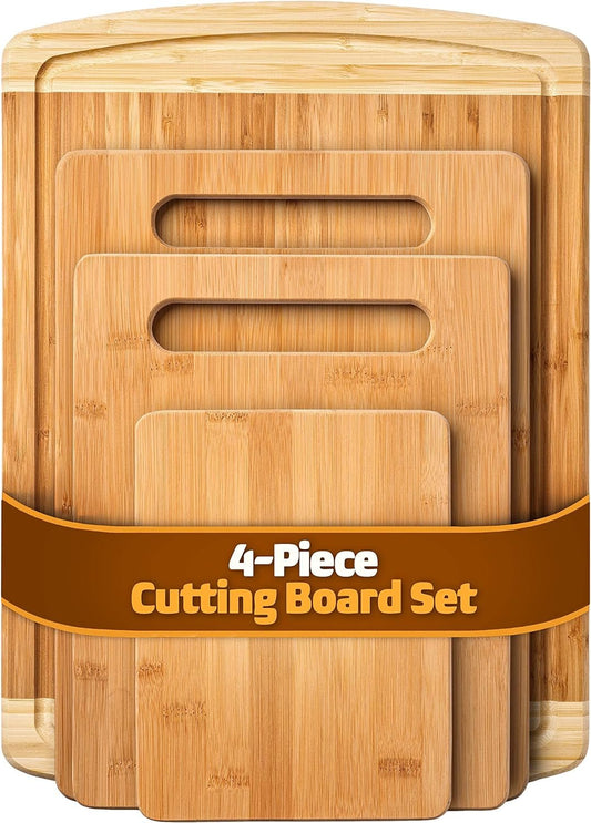 Premium Bamboo Cutting Board Set: 4 - Piece, Juice Groove, Multi - Purpose Kitchen Prep - Nourishment Tapestry