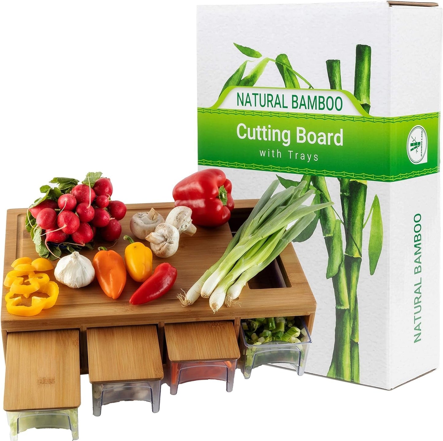 Premium Bamboo Cutting Board Set with XL Board, Storage Containers & Organizer - Ultimate Kitchen Prep Station - Nourishment Tapestry