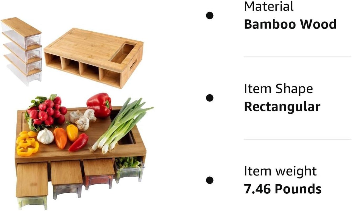 Premium Bamboo Cutting Board Set with XL Board, Storage Containers & Organizer - Ultimate Kitchen Prep Station - Nourishment Tapestry