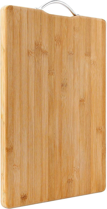 Premium Bamboo Cutting Board with Steel Handle - Medium Size for Meats, Veggies, Cheese - Nourishment Tapestry