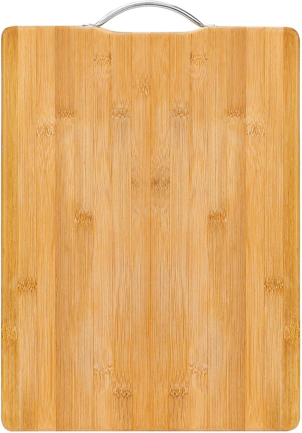 Premium Bamboo Cutting Board with Steel Handle - Medium Size for Meats, Veggies, Cheese - Nourishment Tapestry