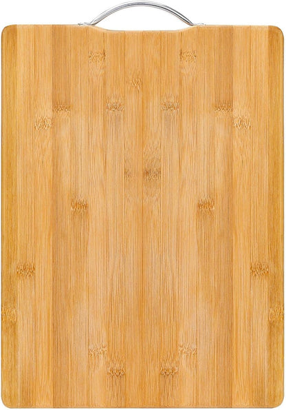 Premium Bamboo Cutting Board with Steel Handle - Medium Size for Meats, Veggies, Cheese - Nourishment Tapestry