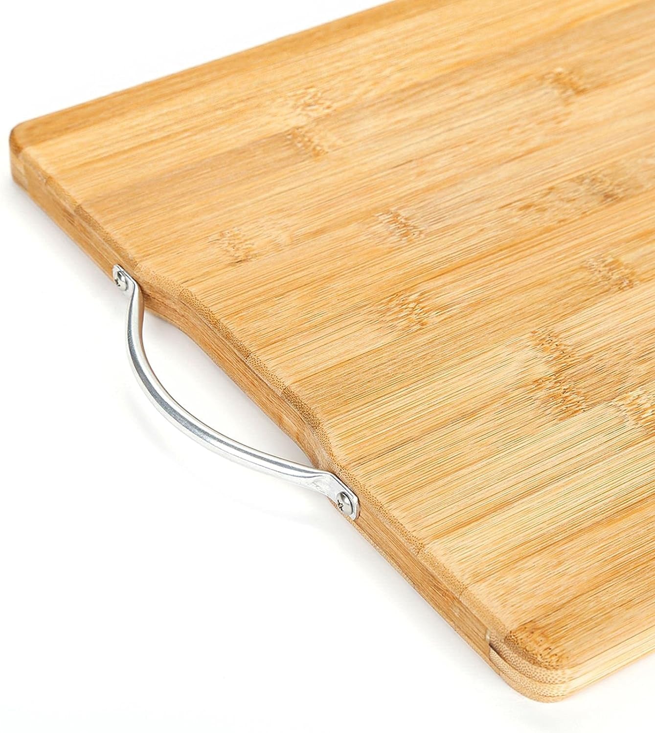 Premium Bamboo Cutting Board with Steel Handle - Medium Size for Meats, Veggies, Cheese - Nourishment Tapestry