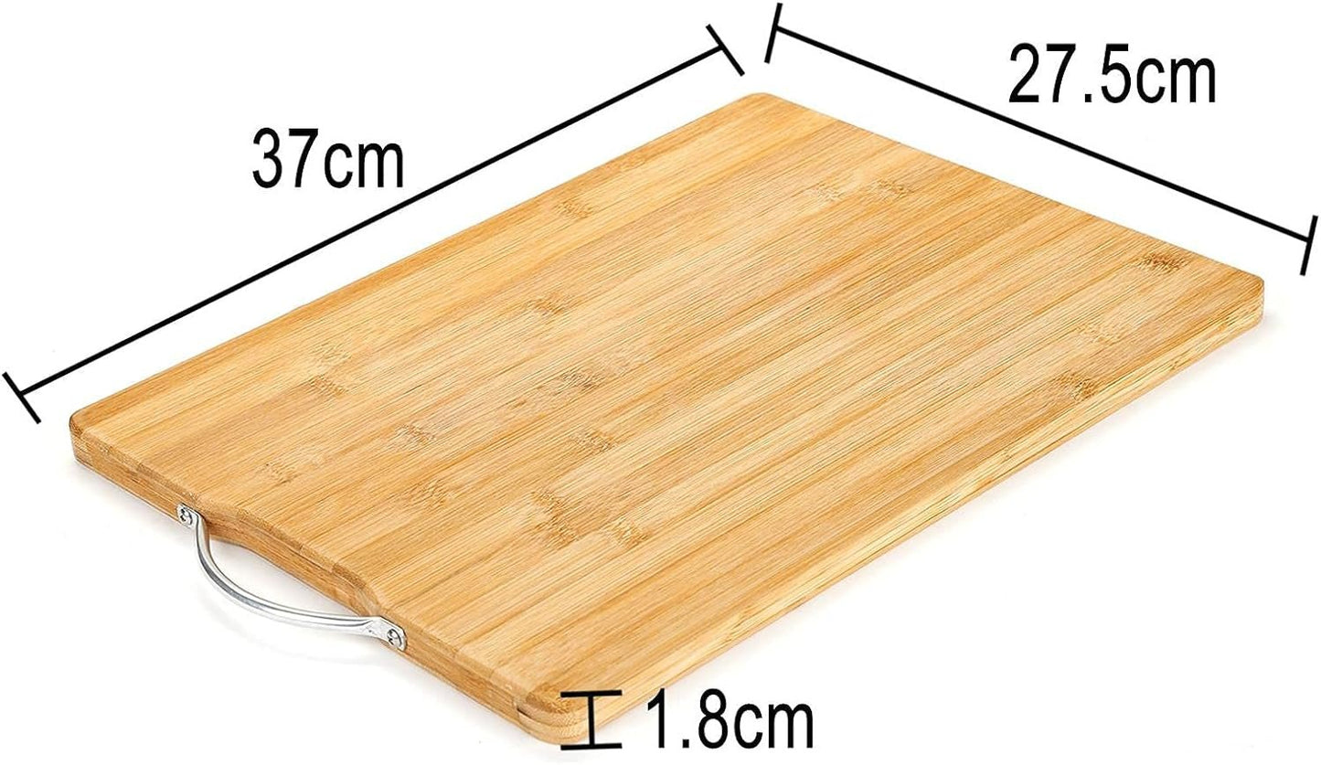 Premium Bamboo Cutting Board with Steel Handle - Medium Size for Meats, Veggies, Cheese - Nourishment Tapestry