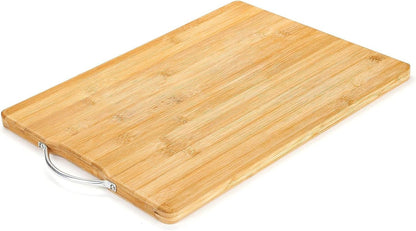 Premium Bamboo Cutting Board with Steel Handle - Medium Size for Meats, Veggies, Cheese - Nourishment Tapestry