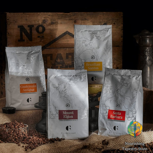 Premium Coffee World Tour Whole Bean Set - Taste Exotic 5 - Star Flavors - Nourishment Tapestry