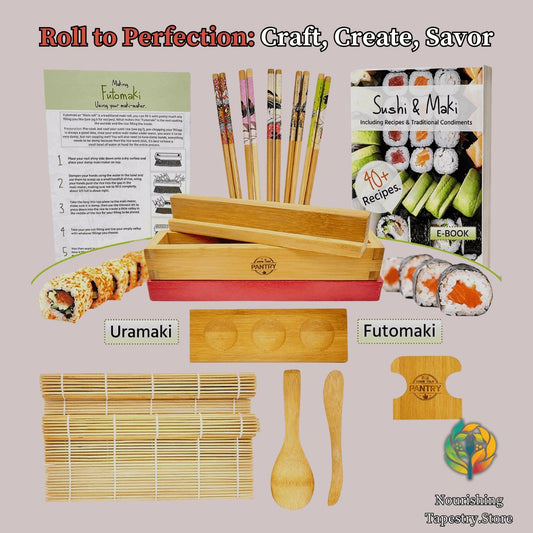 Premium Sushi Making Kit: Master Authentic Japanese Rolls at Home - 15 Pieces - Nourishment Tapestry