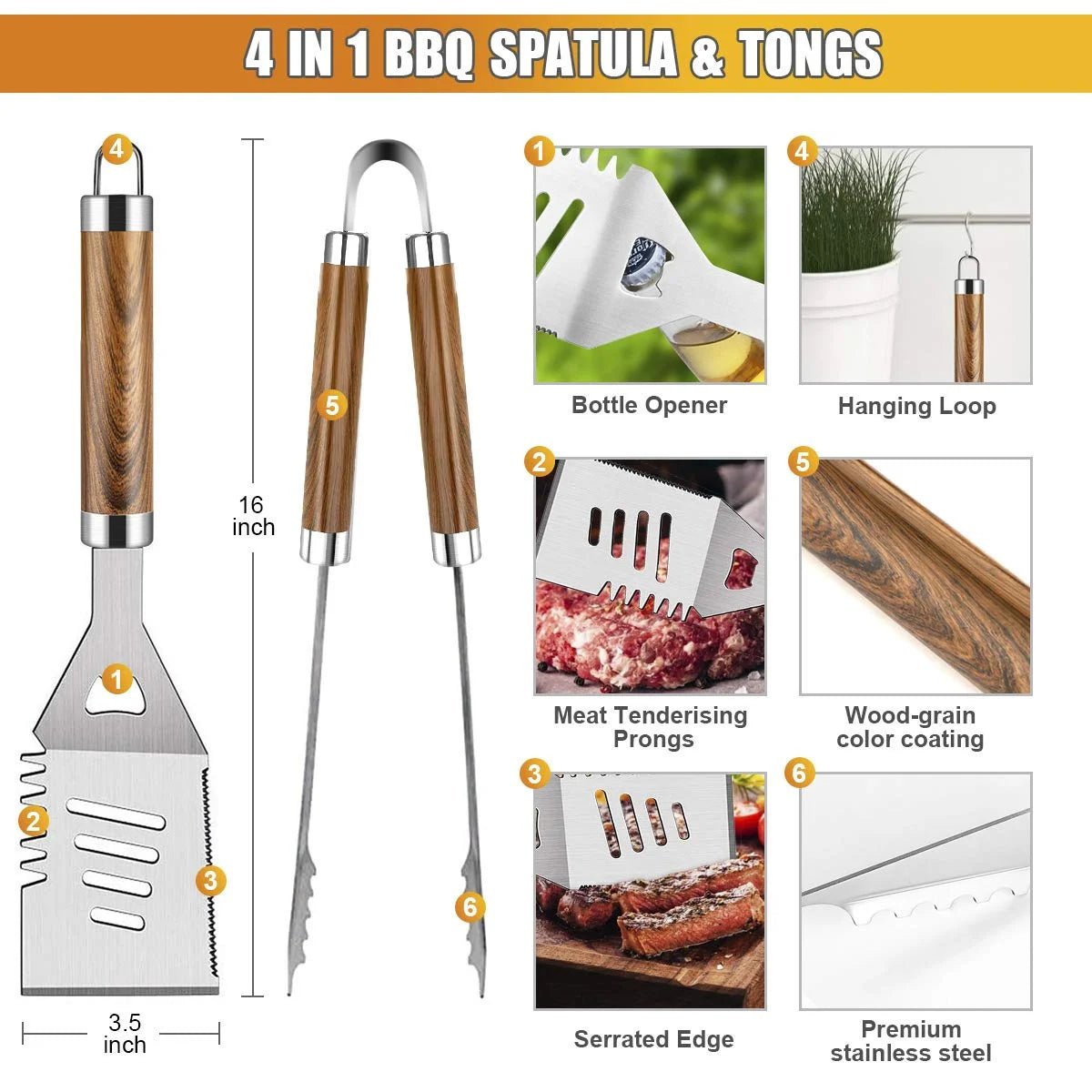 Professional 38 - Piece BBQ Grill Tool Set: Stainless Steel Utensils with Aluminum Case - Nourishment Tapestry