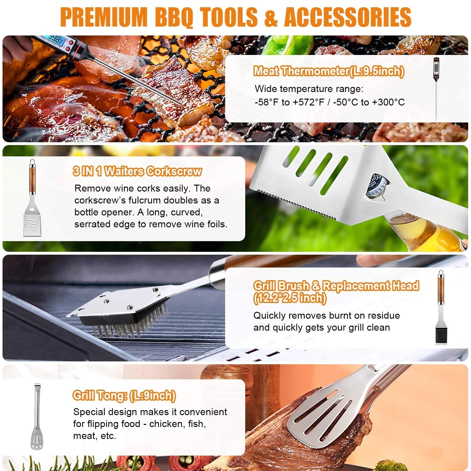 Professional 38 - Piece BBQ Grill Tool Set: Stainless Steel Utensils with Aluminum Case - Nourishment Tapestry