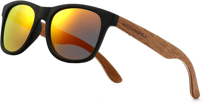 Retro Wooden Sunglasses: Timeless Style, UV400 Polarized Lenses - Nourishment Tapestry